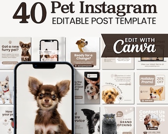 Modelo de postagem para Instagram sobre animais de estimação | Modelo de story para Instagram sobre animais de estimação | Modelo para redes sociais | Modelo para amantes de cães e gatos, veterinários e clínicas veterinárias