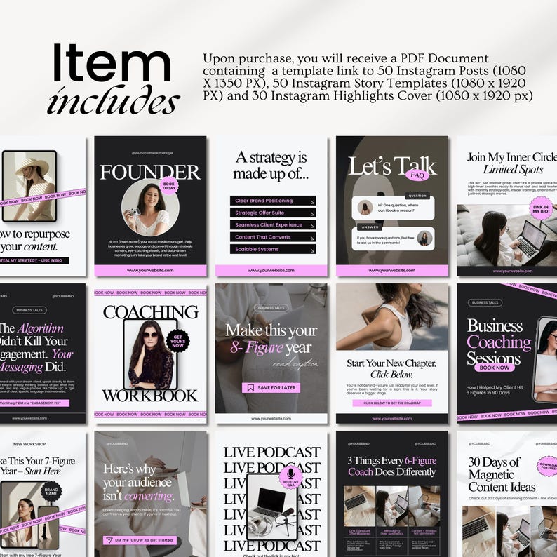 Business Coach Instagram Templates | Social Media Manager Templates ...