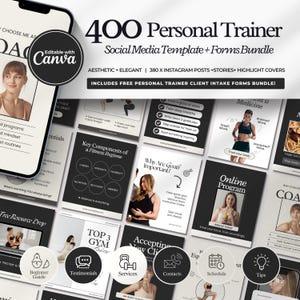 400 Personal Trainer Vorlagen | Fitness Coach Instagram Vorlage, Gym Trainer Post | Luxus Fitness | Wellness-Coach | Gesundheitscoach Canvas