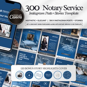 Notary Instagram Templates,  Notary Social Media Marketing Templates, Instagram Marketing Business Flyer, Loan Signing Agent, CANVA Template