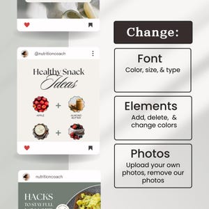 May include: A social media post with tips for healthy snack ideas. The post features images of apple slices, almond butter, and yogurt. The text reads "Healthy Snack Ideas".