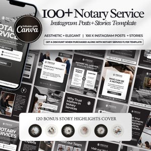 Notary Instagram Templates, Instagram Marketing Business Flyer, Notary Social Media Marketing Templates, Loan Signing Agent, CANVA Template
