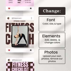 May include: A social media post with a brown and white checkered background and the text "FITNESS CHECKLIST". The post is from the account "@fitnesscoach".