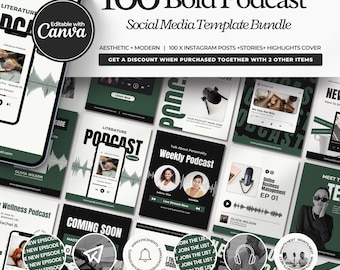 Podcast Instagram Template, Bold Instagram Post Template, Aesthetics Instagram Branding, IG stories template, Mindset Coach Template, Canva