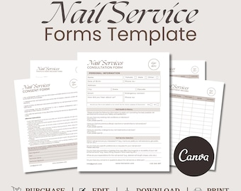 Manicure and Pedicure Forms Bundle, Nail Tech Forms, Esthetician Forms, Client Intake and Consent Form Templates, Nail Salon Forms, Canva