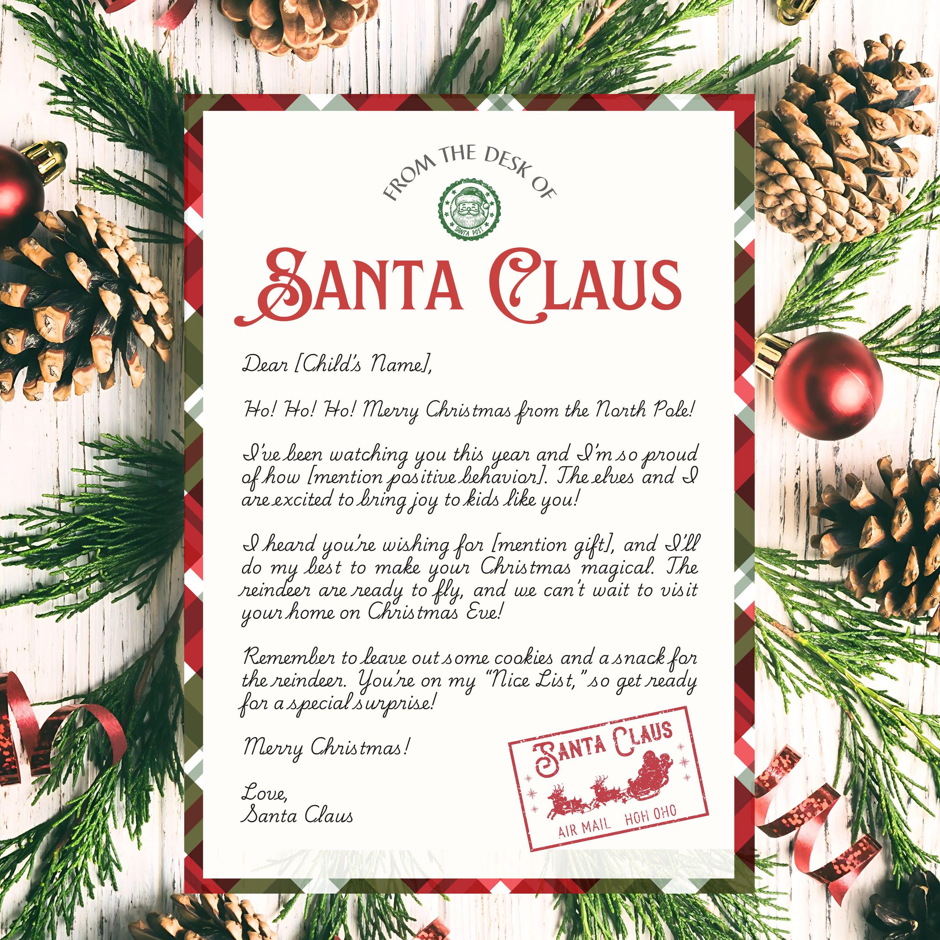 Editable Personalized Christmas Letter From Santa, Easy Edit Santa ...