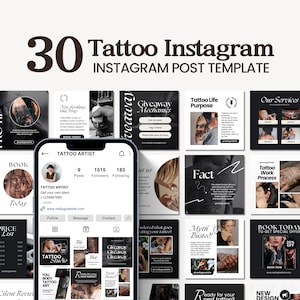 Tattoo Artist Instagram Template | Tattoo Practitioner Instagram Templates | Tattoo Artist Social Media Posts | Black Tattoo Templates Canva