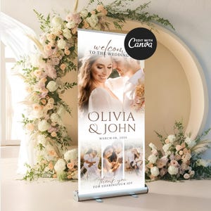 Wedding Retractable Banner, Welcome Romantic Style, Roll up banner, Welcome banner, Wedding welcome sign, pull up banner, stand up banner,