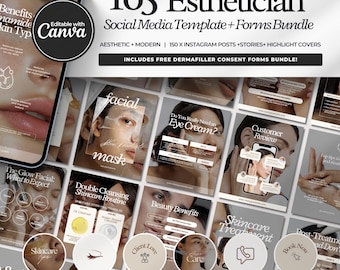 Skincare Instagram Esthetician Bundle Post Templates, Medspa Templates, Dermatology Templates, Skincare Stories Skincare Instagram, Canva