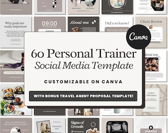 60 Personal Trainer Templates | Fitness Coach Instagram Template , Gym Trainer Post | Luxury Fitness | Wellness Coach | Health Coach Canva