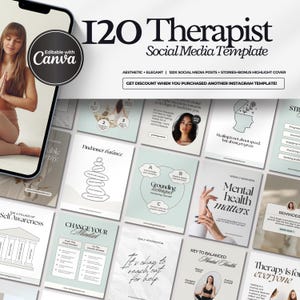 Plantillas de Instagram para terapeutas, redes sociales para psicólogos, plantillas de salud mental, asesoramiento, consejero, publicaciones de Instagram para terapeutas, Canva.