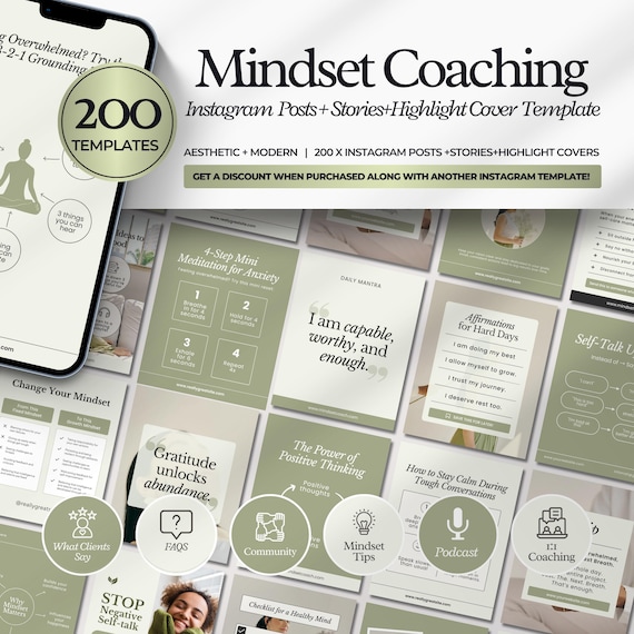 Mindset Coach Instagram Templates | Life Coach Templates | Mindset Coach Social media posts | Holistic Coach Posts | Coaching Templates