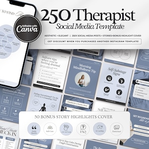 Therapist Instagram Posts, Mental Health Templates, Psychologist Social Media, Therapy, Psychology, Counseling, Counselor, Canva Templates