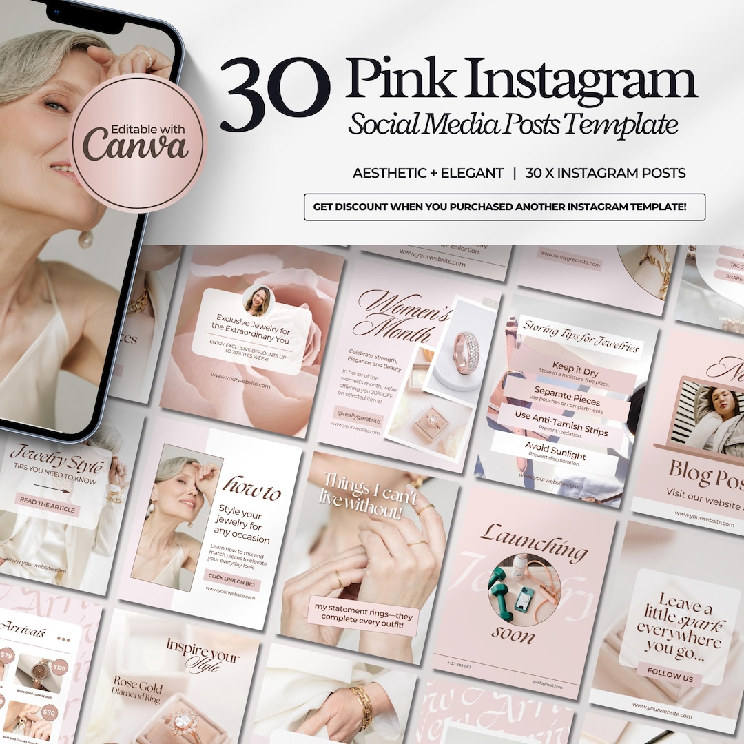 Jewelry Instagram Canva Template Templates - Jewelry Social Media ...