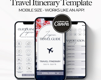 Editable Travel Itinerary Template | Mobile Itinerary | Printable Travel Guide | Travel Agent Planner | Holiday Honeymoon Vacation Planner