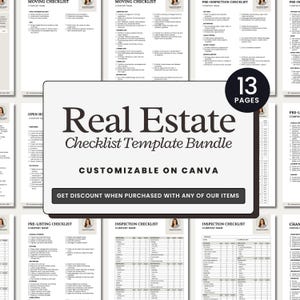 Seller Real Estate Checklist Bundle | Real Estate Marketing | Editable Digital Real Estate | Prep - Listing Template | Closing Day Checklist