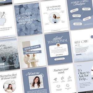 Therapist Instagram Posts, Mental Health Templates, Psychologist Social Media, Therapy, Psychology, Counseling, Counselor, Canva Templates