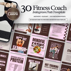 Fitness Instagram Vorlagen für Personal Trainer | Fitnessstudio und Gesundheitscoach Canva Posts & Stories | Fitness Social Media Branding Kit