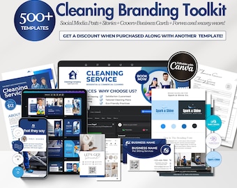 Cleaning Business Bundle, Cleaning Forms, Cleaning Social media, Logo, Service agreement, Cleaning Business Flyer, Cleaning Business Cards