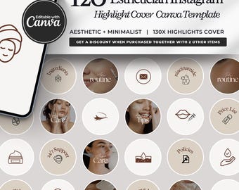 120 Skincare Esthetician Instagram Highlight Covers | Esthetician Template | Skincare IG Highlight Covers | Instagram Story Highlights Icons