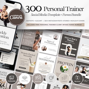 300 plantillas de entrenador personal / Plantilla de Instagram de entrenador de fitness, publicación de entrenador de gimnasio / Fitness de lujo / Entrenador de bienestar / Entrenador de salud Canva