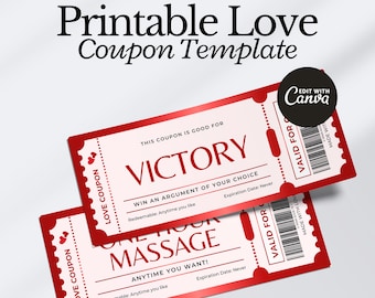 Liefdescouponboek afdrukbare pdf, bewerkbare liefdescoupons koppelcoupons, cadeau voor hem cadeau voor haar, verjaardagscadeau, afdrukbaar jubileumcadeau