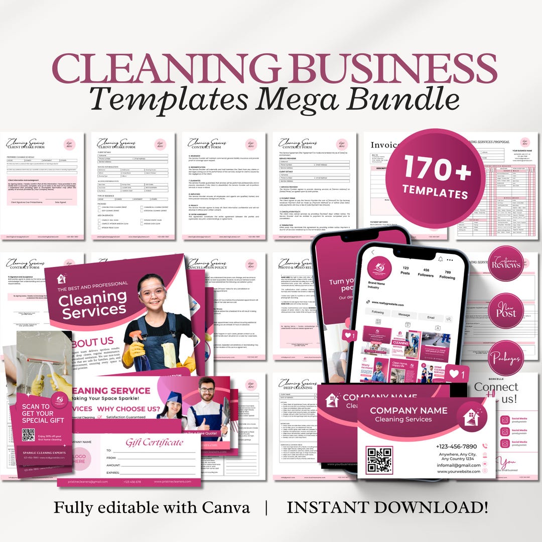 Cleaning Business Forms, Editable Cleaning Contract, Cleaning Checklist ...