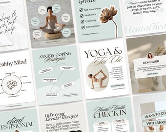 Therapist Instagram Templates, Psychologist Social Media, Mental Health Templates, Counseling, Counselor, Therapist Instagram Posts, Canva.