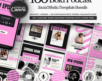 Podcast Instagram Template, Bold Instagram Post Template, Aesthetics Instagram Branding, IG stories template, Mindset Coach Template, Canva