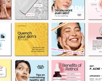 Skincare Instagram Templates, Esthetician Instagram Template, Skin Social Media Posts, Skincare Bundle, Skincare Coach, Skincare Post