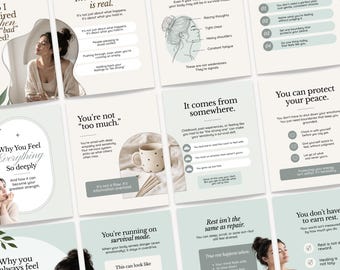 Therapist Instagram Templates, Psychologist Social Media, Mental Health Templates, Counseling, Counselor, Therapist Instagram Posts, Canva.