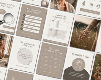 Nervous System Regulation Social Media Templates, Instagram Posts for Wellness Coaches, Holistic Self Care Marketing Kit, Canva Editable