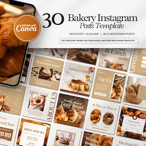 Bäckerei Instagram Vorlagen, Cafe Instagram Vorlage, Cake Shop, Bäckerei Branding Kit, Cafe Posts, IG Vorlagen, Canva Vorlagen