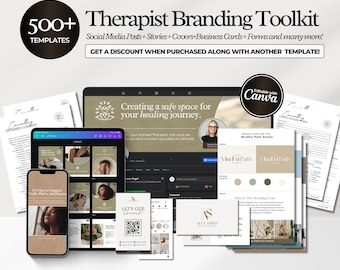 Therapist Branding Kit Full Branding Package Social Media Branding Template Marketing Bundle Instagram Bundle Business Brand Template Canva