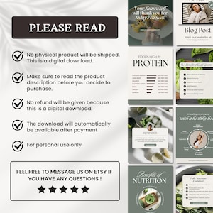 80 Nutrition Coach Instagram Post Templates | Wellness Templates | Instagram Engagement | Nutritionist Social Media Posts | Canva Templates image 9
