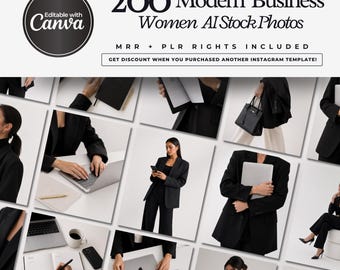 200 Modern Business Women Stock Photos | Boss Aesthetic Branding Images for Social Media | Editorial Photoshoot Bundle | PLR & MRR