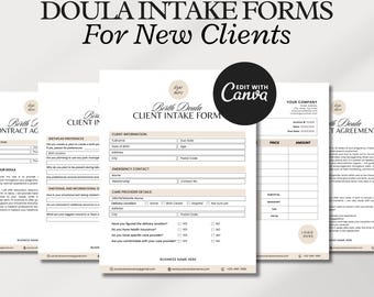 Birth Doula Intake Forms Bundle for New Client, New Client Intake Forms Bundle, New Client Bundle for Birth Doula, Doula Client Intake Forms