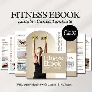 Fitness Program Ebook Template | Fitness Program Planner | Canva Fitness Yoga Coach Template Nutrition Workout Personal Training Gym Packet
