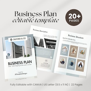 Afdrukbaar sjabloon ondernemingsplan, planner voor kleine bedrijven, werkboek voor opstarten, side-hustleplanner, canvassjabloon, gids voor starten van bedrijven