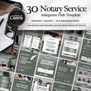 Notary Instagram Templates, Instagram Marketing Business Flyer, Notary Social Media Marketing Templates, Loan Signing Agent, CANVA Template
