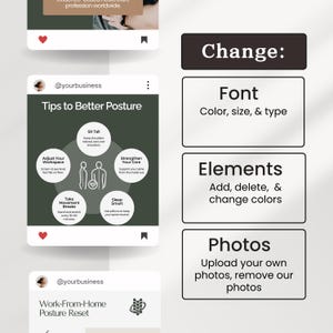 Editable chiropractic Instagram templates featuring chiropractor posts, clinic content, holistic health tips, chiropractic branding, educational carousels, and professional social media designs for chiropractic clinics and wellness practices.