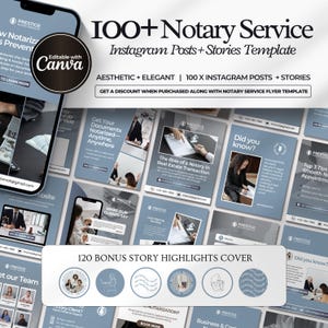 Notary Instagram Templates: Social Media Marketing Kit (CANVA Editable, PDF Download)