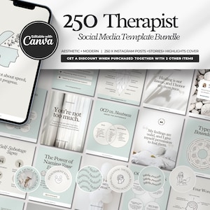 Therapist Instagram Templates, Psychologist Social Media, Mental Health Templates, Counseling, Counselor, Therapist Instagram Posts, Canva.