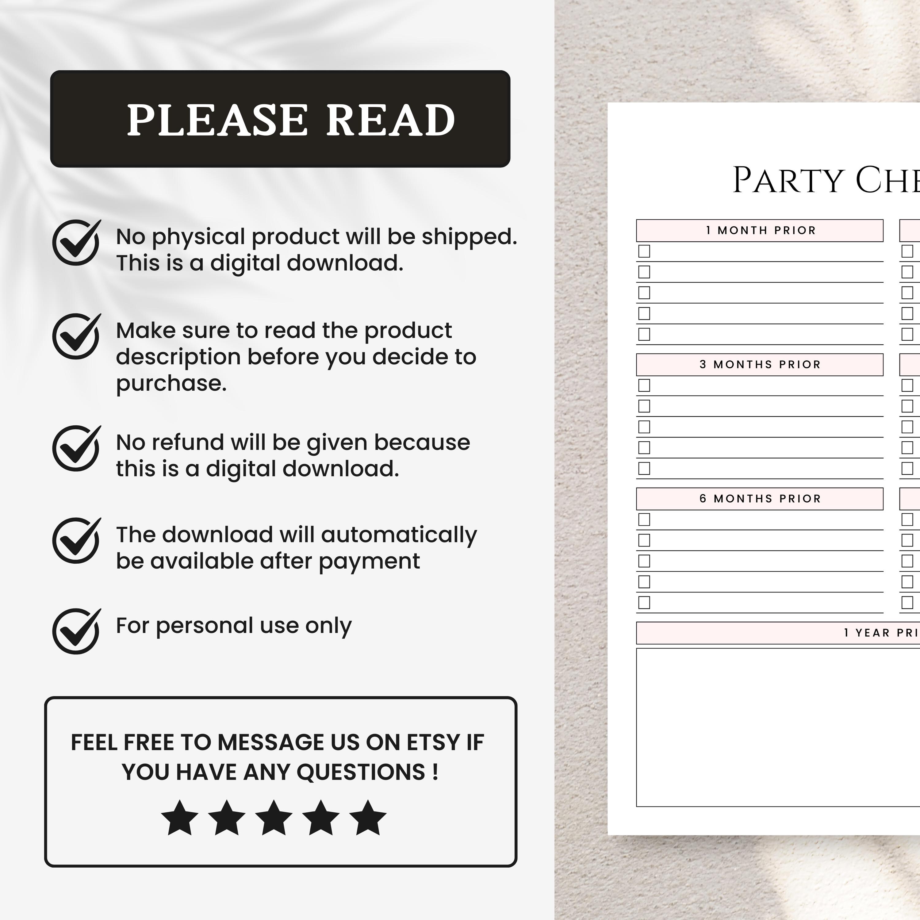 Birthday Plan Template Printable, Birthday Planner, Event Planning