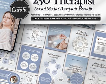 Terapeut Instagram-mallar, psykolog sociala medier, mental hälsa mallar, rådgivning, kurator, terapeut Instagram-inlägg, Canva.