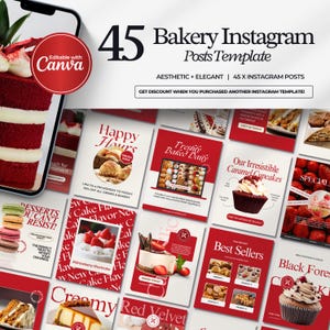 Bäckerei Instagram Vorlagen, Cafe Instagram Vorlage, Cake Shop, Bäckerei Branding Kit, Cafe Posts, IG Vorlagen, Canva Vorlagen