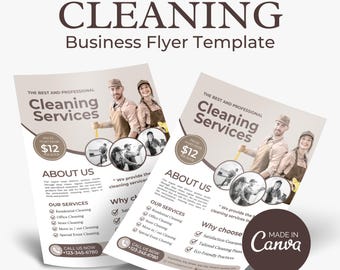 Folletos de servicios de limpieza / Folleto imprimible para empresas de limpieza / Folleto de limpieza comercial / Folleto de limpieza residencial / Plantilla de folleto de limpieza
