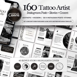 Tattoo Artist Instagram Template | Tattoo Practitioner Instagram Templates | Tattoo Artist Social Media Posts | Black Tattoo Canva Templates