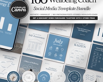 Wellbeing Coach Instagram Template, Wellness Coach, Health Coach, Holistic Coach, Canva Social Media, Life Coach, Nature Health & Wellness