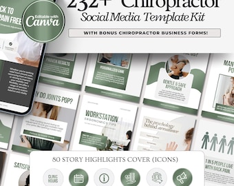 Chiropractic Wellness Social Media Posts Chiropractor Instagram Templates Chiropractic Clinic Templates Chiropractic Wellness Branding Canva